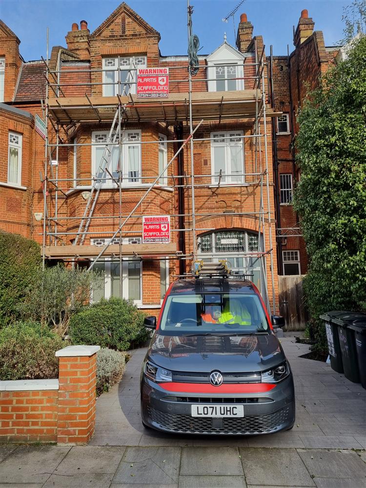 Scaffold alarm installation in West Hampstead, London NW6  - February 2023