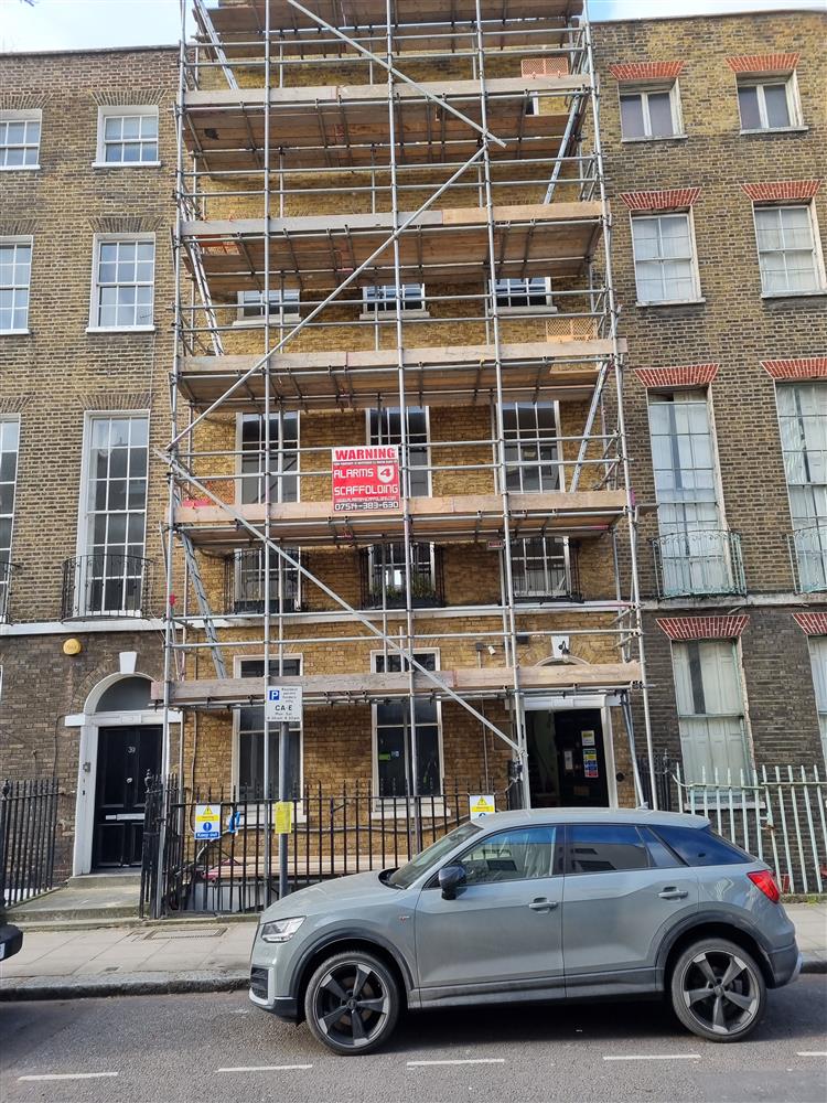 Scaffold alarm installation in London W1T  - March 2023